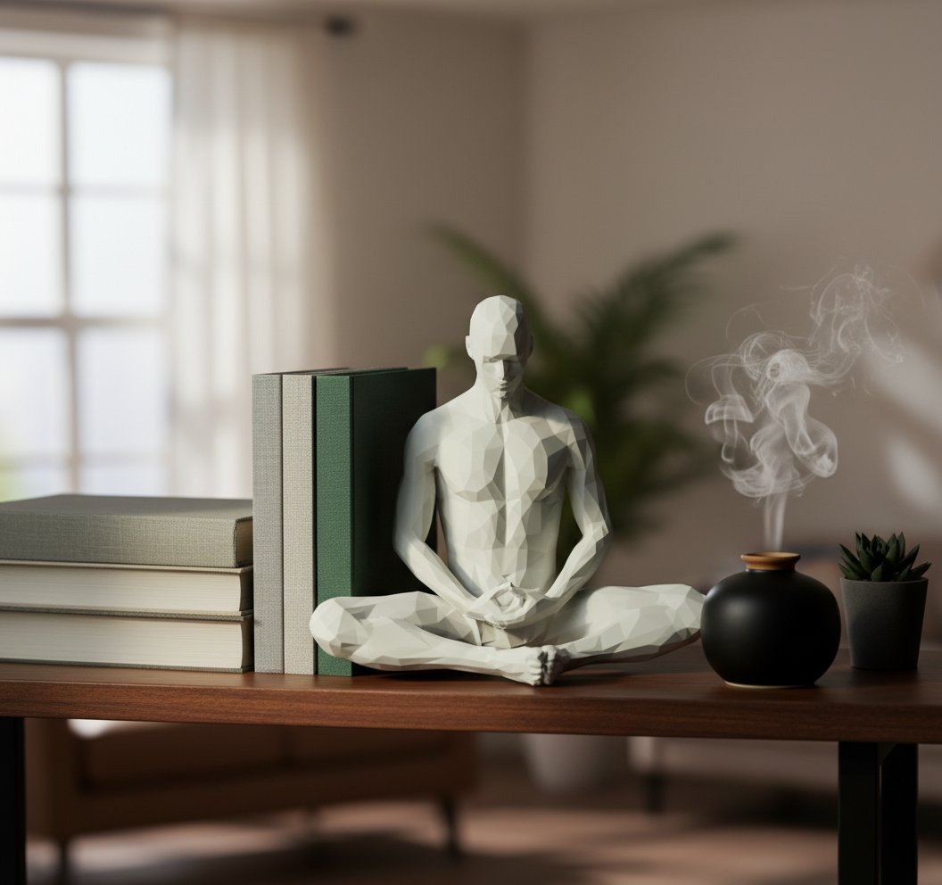 Estatua hombre meditando