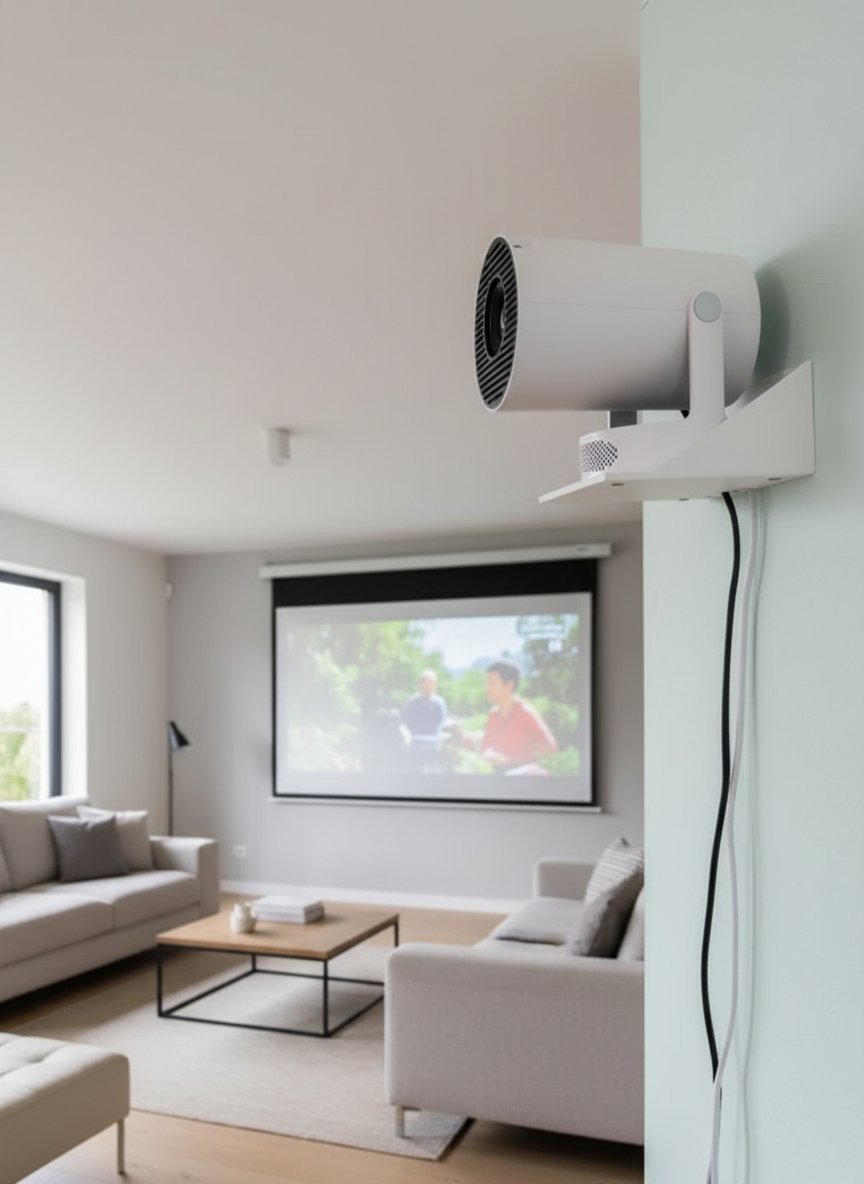 Estante de pared para proyector con paso de cables