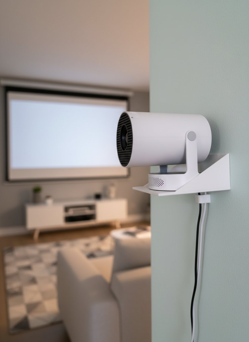 Estante de pared para proyector con paso de cables