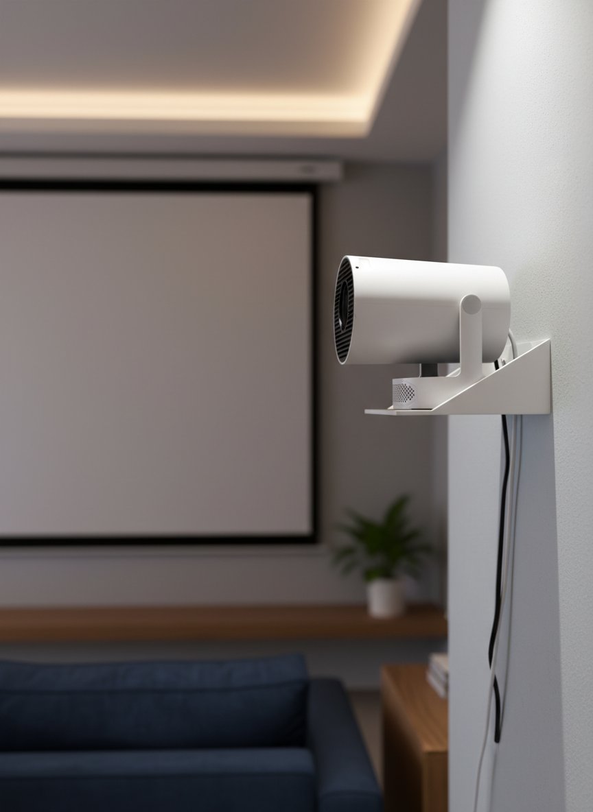 Estante de pared para proyector con paso de cables