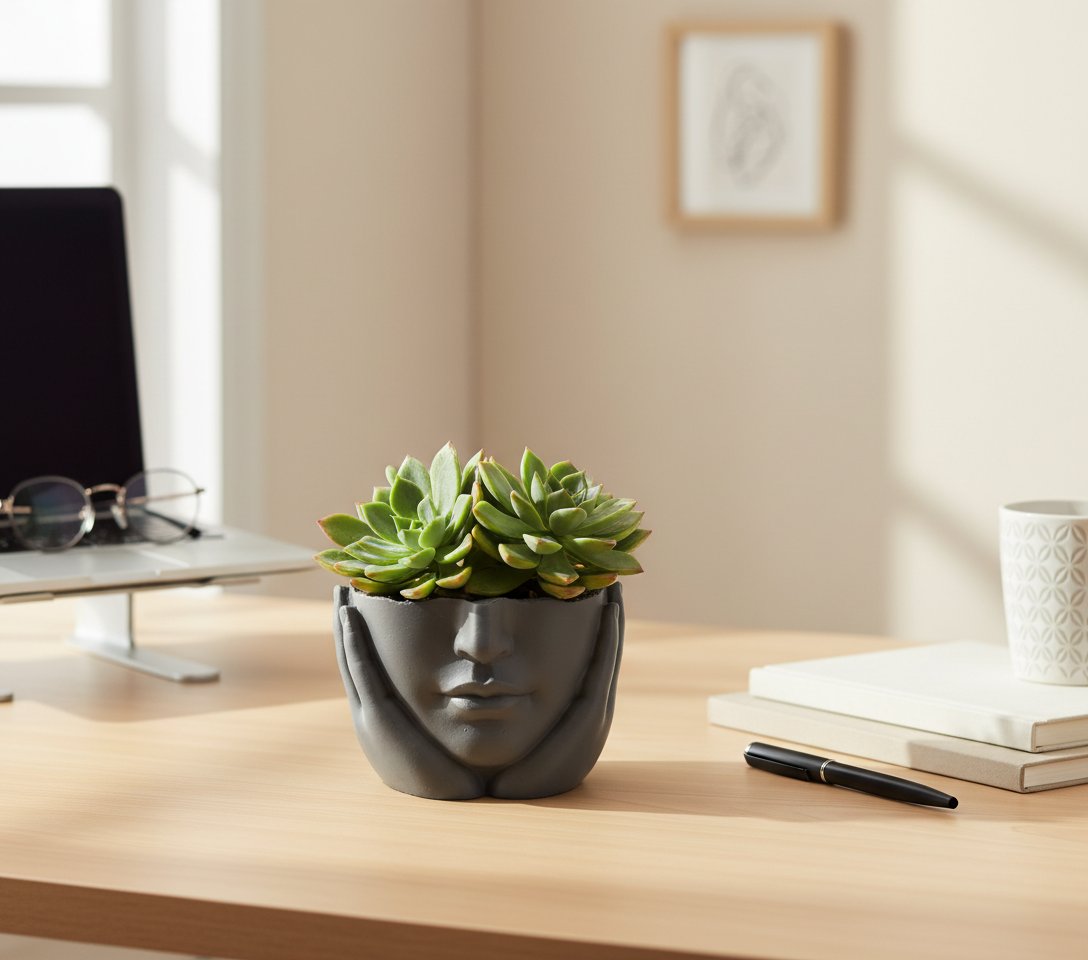 Maceta para plantas con forma de rostro
