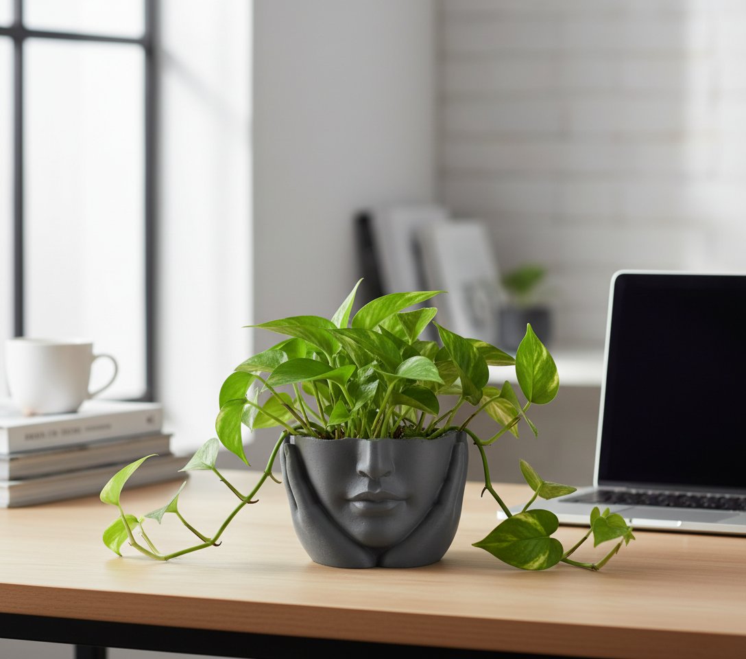 Maceta para plantas con forma de rostro
