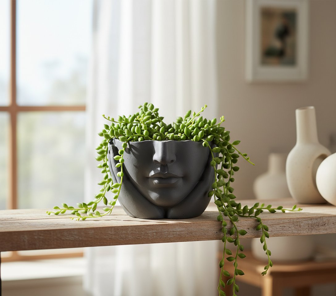 Maceta para plantas con forma de rostro