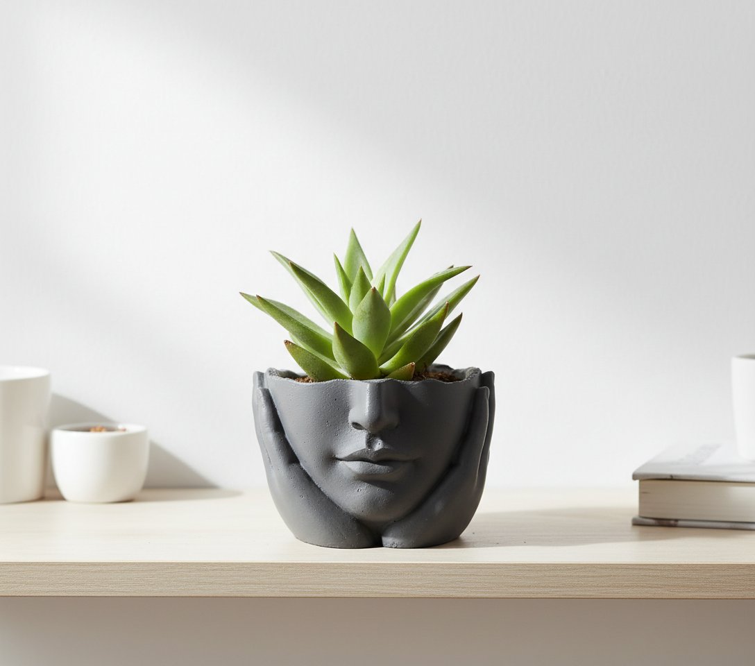 Maceta para plantas con forma de rostro