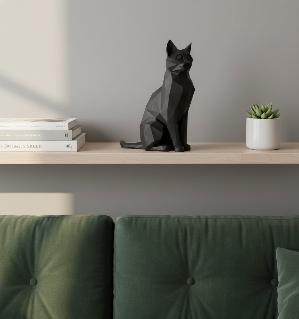 Estatua Arte de gato elegante sentado