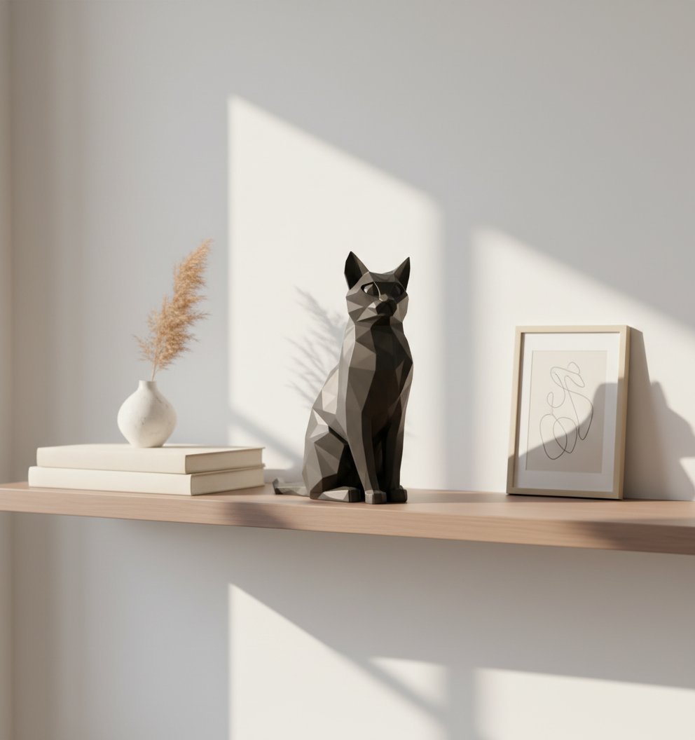 Estatua Arte de gato elegante sentado