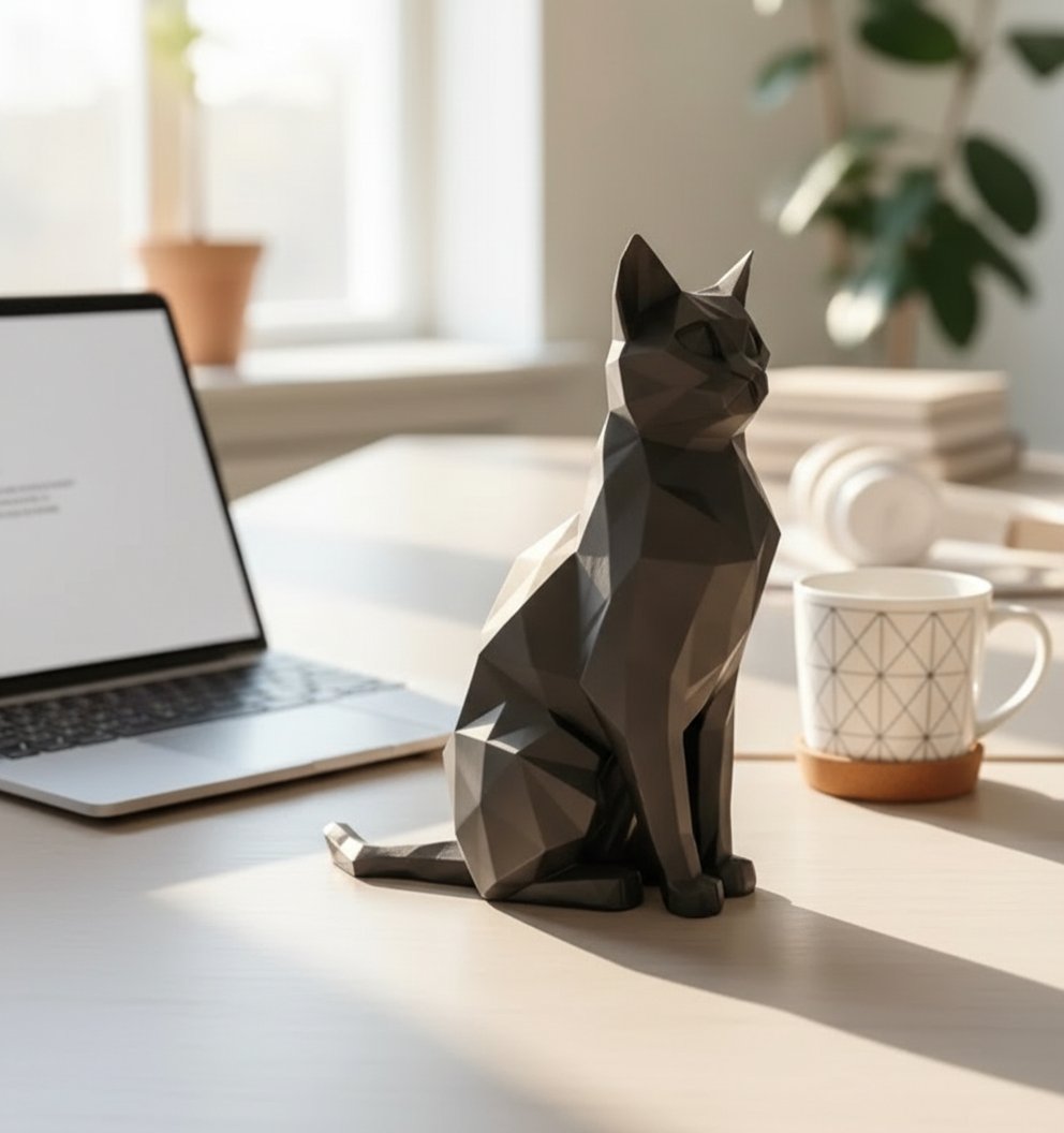 Estatua Arte de gato elegante sentado