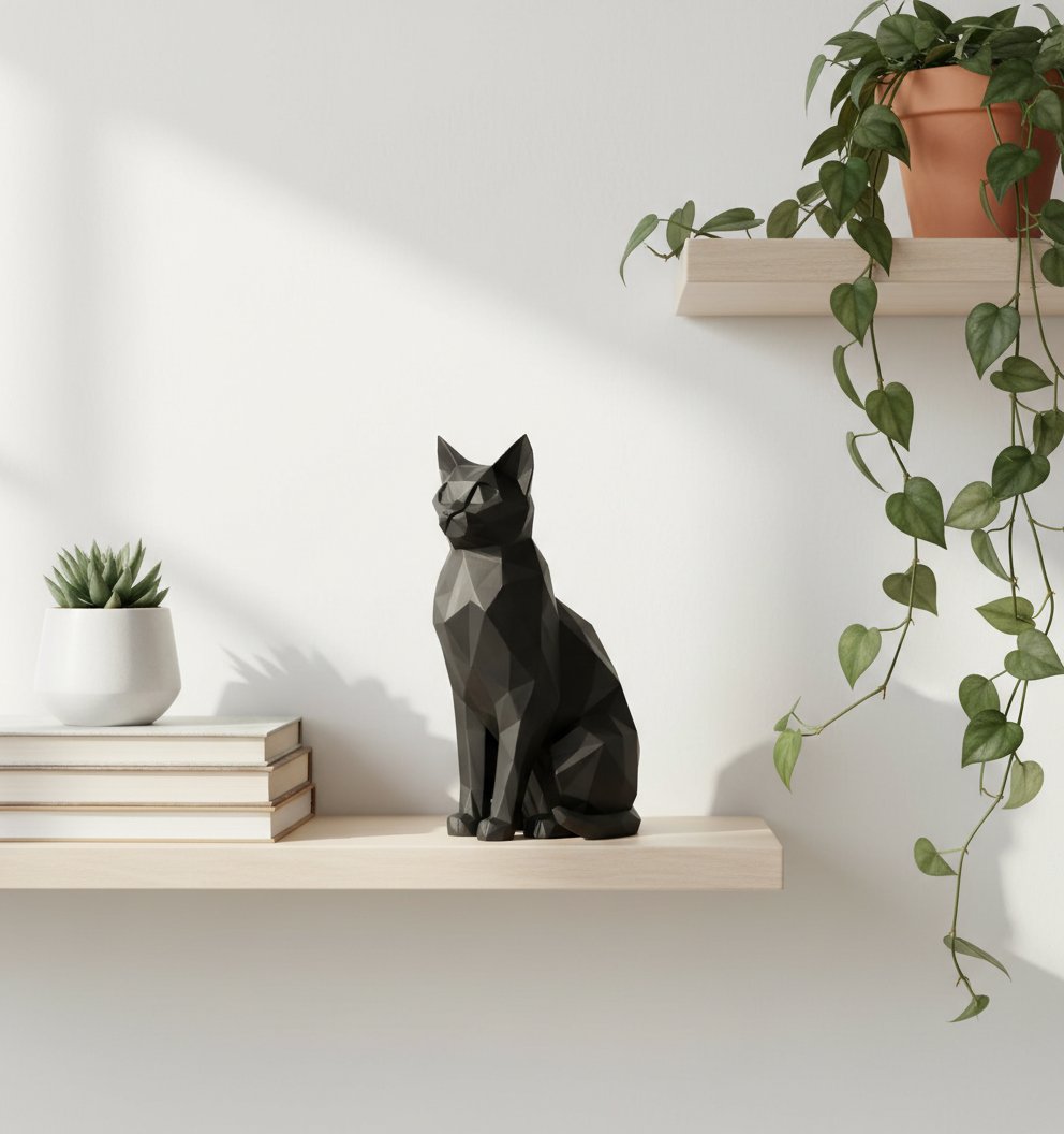 Estatua Arte de gato elegante sentado